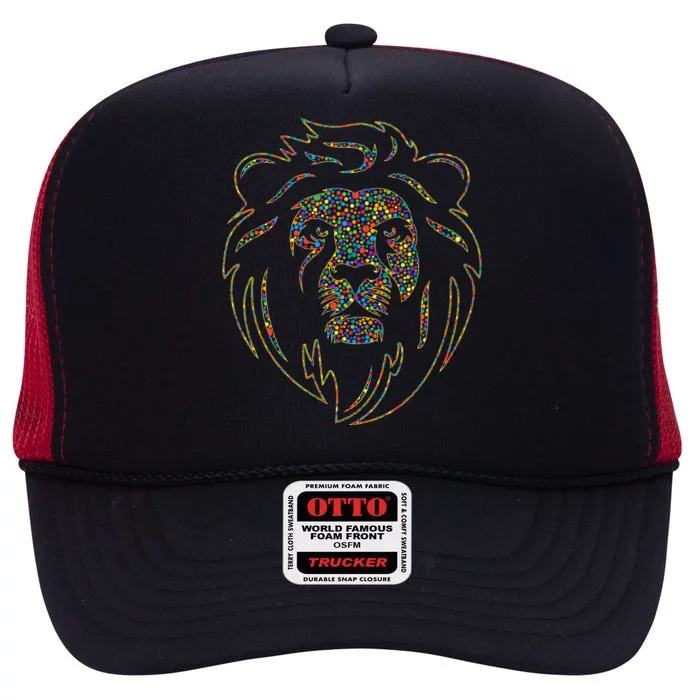 International Dot Day Colorful Dot Lion High Crown Mesh Trucker Hat