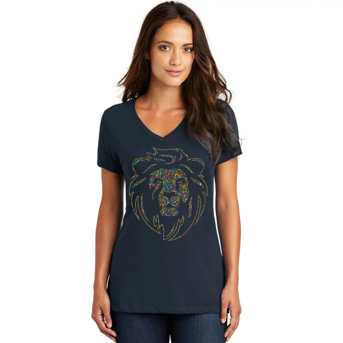 International Dot Day Colorful Dot Lion Women's V-Neck T-Shirt