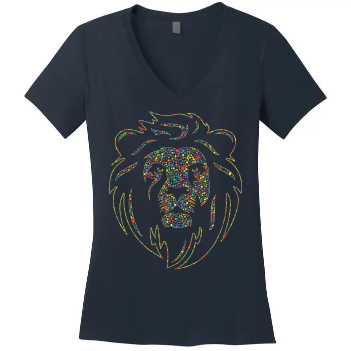 International Dot Day Colorful Dot Lion Women's V-Neck T-Shirt