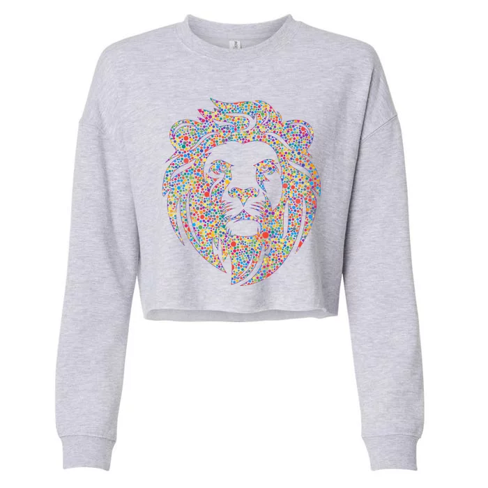 International Dot Day Colorful Dot Lion Cropped Pullover Crew