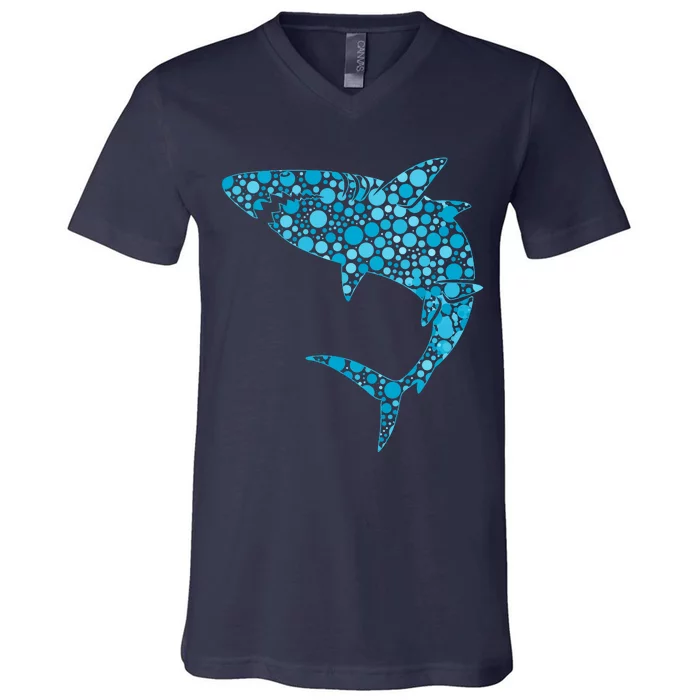 International Dot Day Teal Dot Shark V-Neck T-Shirt