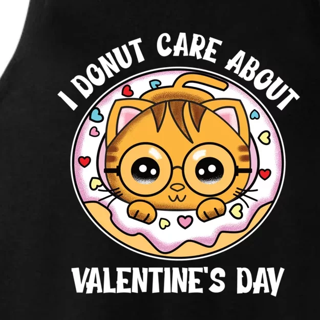 I Donut Do Not Care About Valentine's Day Cute Kitten Gift Ladies Tri-Blend Wicking Tank