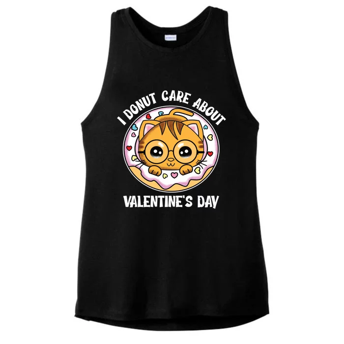 I Donut Do Not Care About Valentine's Day Cute Kitten Gift Ladies Tri-Blend Wicking Tank