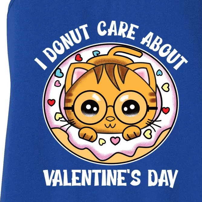 I Donut Do Not Care About Valentine's Day Cute Kitten Gift Women's Racerback Tank