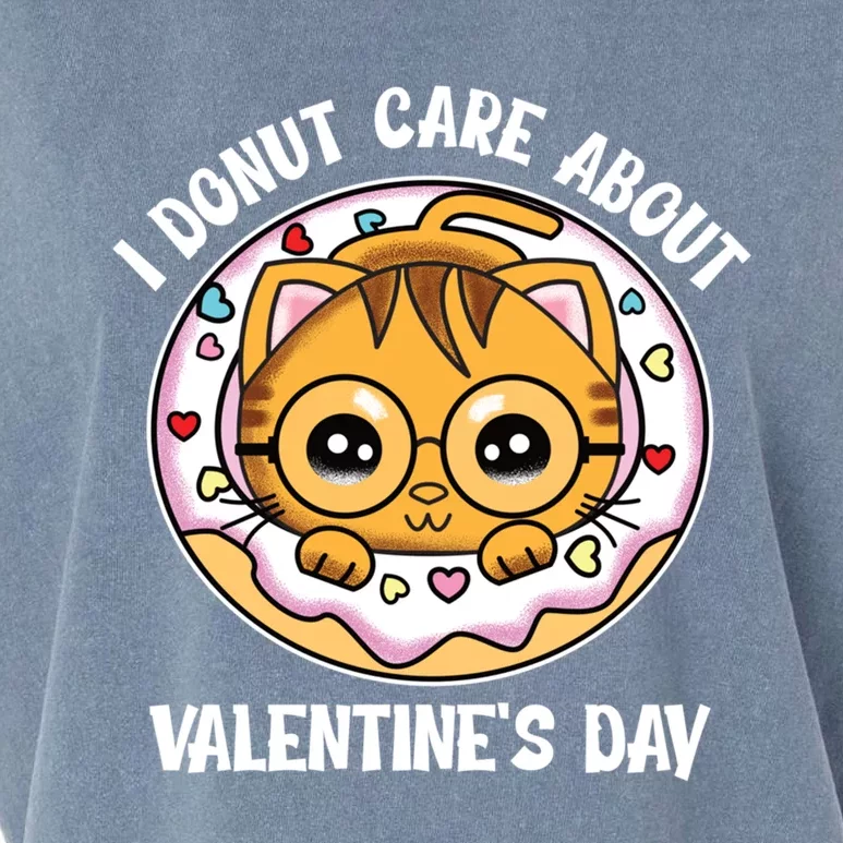 I Donut Do Not Care About Valentine's Day Cute Kitten Gift Garment-Dyed Women's Muscle Tee