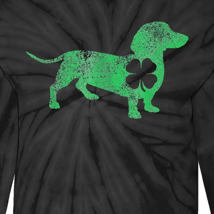 irish Dachshund Dog Shamrock Saint Paddy's Tie-Dye Long Sleeve Shirt