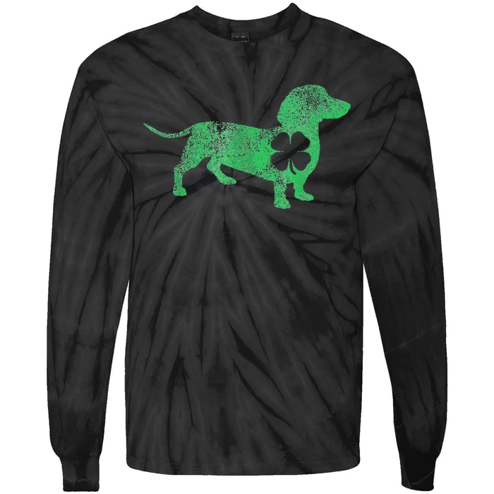 irish Dachshund Dog Shamrock Saint Paddy's Tie-Dye Long Sleeve Shirt