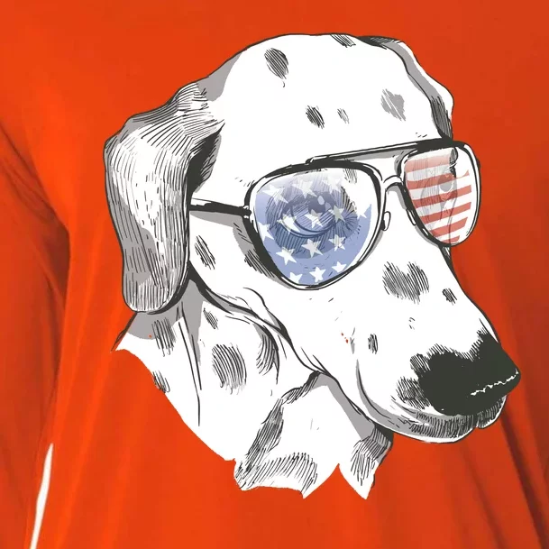 Independence Day Dalmatian Dog Cooling Performance Long Sleeve Crew