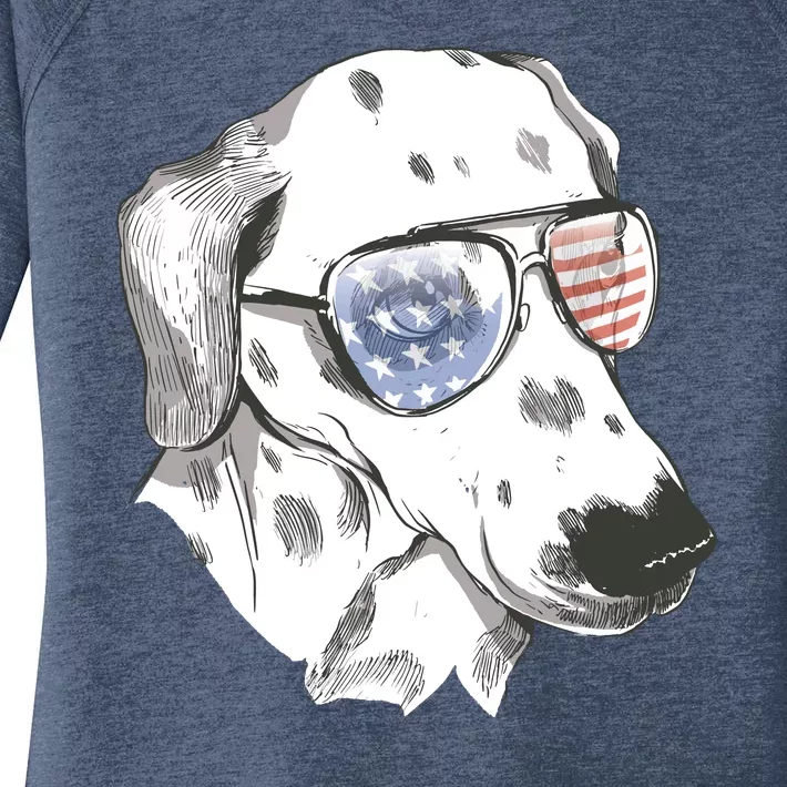 Independence Day Dalmatian Dog Women's Perfect Tri Tunic Long Sleeve Shirt