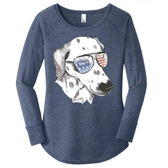 Independence Day Dalmatian Dog Women's Perfect Tri Tunic Long Sleeve Shirt