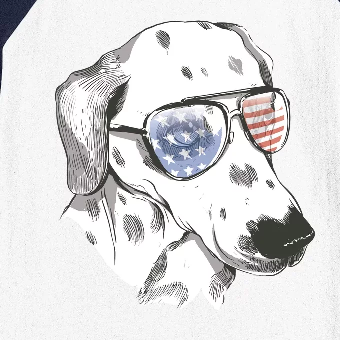 Independence Day Dalmatian Dog Baseball Sleeve Shirt