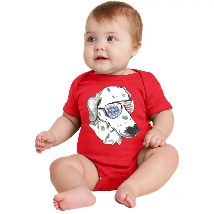 Independence Day Dalmatian Dog Baby Bodysuit