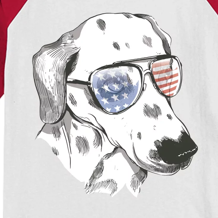 Independence Day Dalmatian Dog Kids Colorblock Raglan Jersey