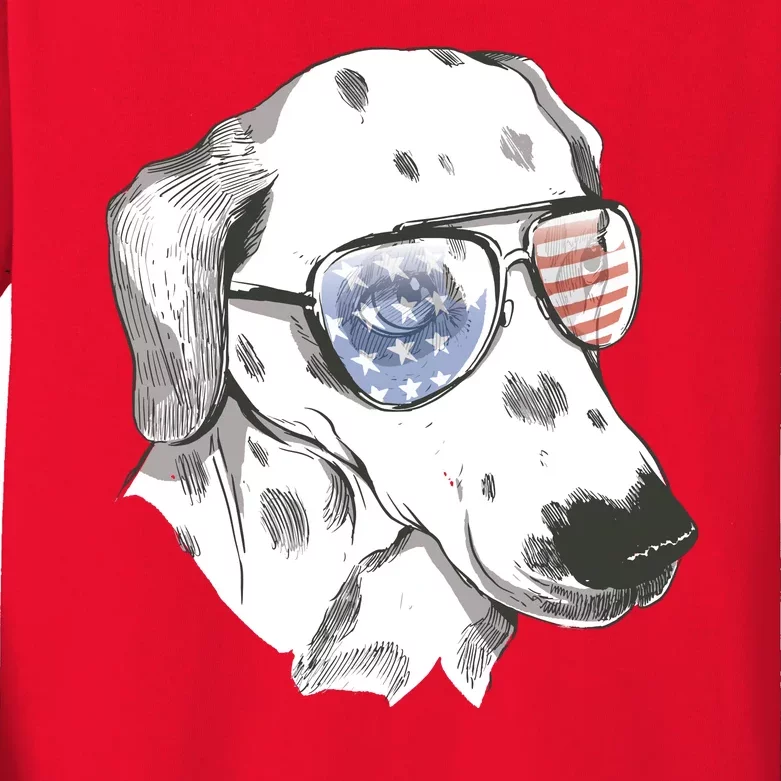 Independence Day Dalmatian Dog Kids Long Sleeve Shirt