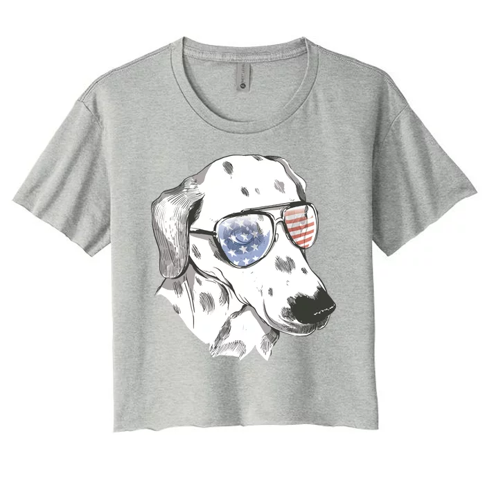 Independence Day Dalmatian Dog Women's Crop Top Tee