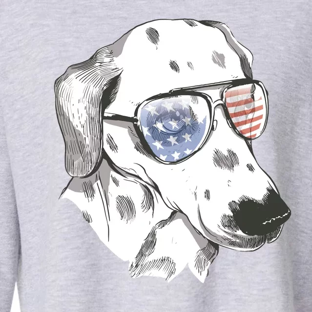 Independence Day Dalmatian Dog Cropped Pullover Crew