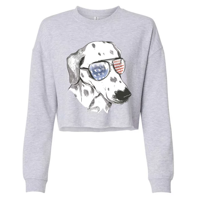 Independence Day Dalmatian Dog Cropped Pullover Crew