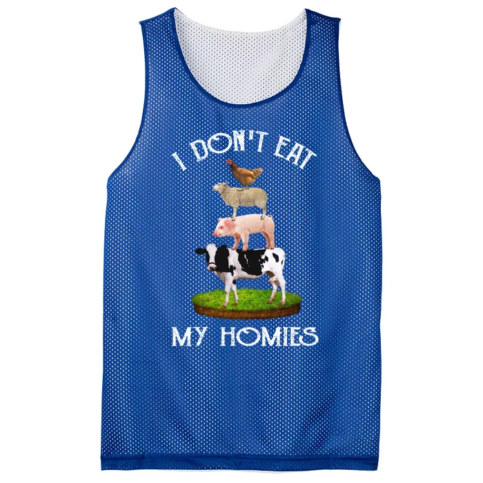 I Dont Eat My Homies Vegetarian Funny Vegans Animal Gift Mesh Reversible Basketball Jersey Tank