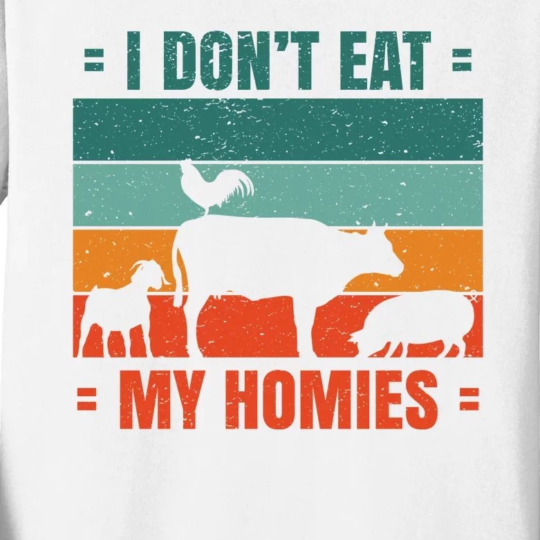 I Don't Eat My Homies Vegan Kids Long Sleeve Shirt