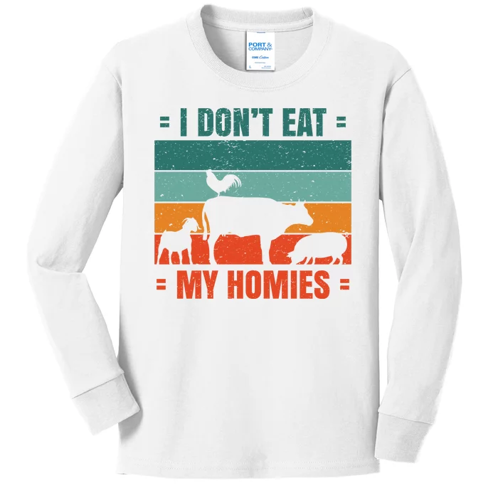 I Don't Eat My Homies Vegan Kids Long Sleeve Shirt