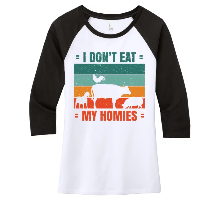 I Don't Eat My Homies Vegan Women's Tri-Blend 3/4-Sleeve Raglan Shirt