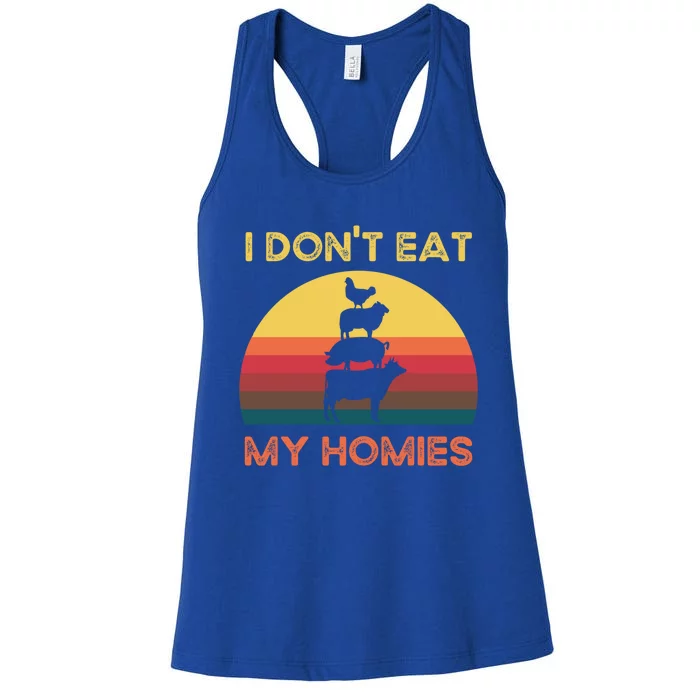 I Dont Eat My Homies Vintage Retro Vegetarian Nutrition Cute Gift Women's Racerback Tank