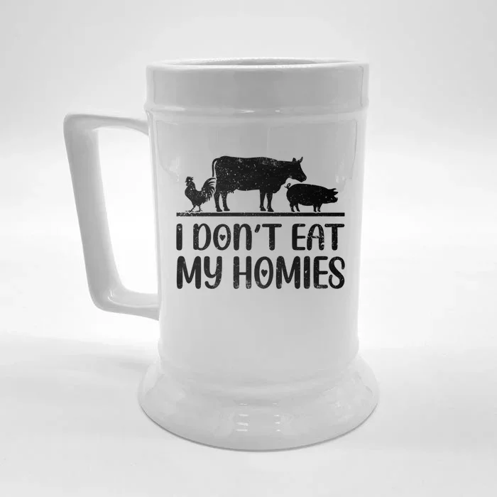 I Dont Eat My Homies Animals Lover Funny Vegan Vegetarian Gift Front & Back Beer Stein