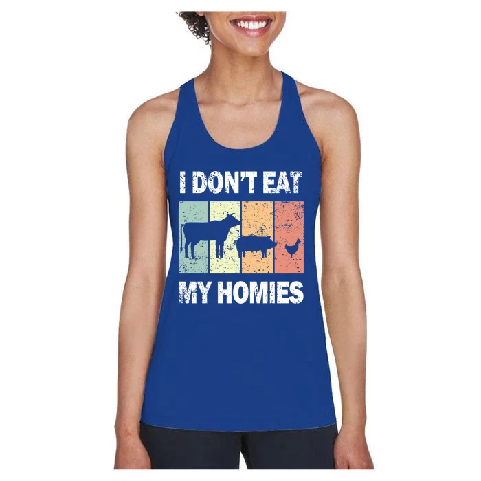 I Don't Eat My Homies Retro Vintage Funny Vegan Gift Women's Racerback Tank