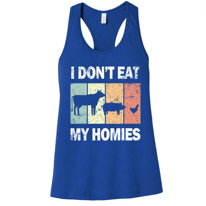 I Don't Eat My Homies Retro Vintage Funny Vegan Gift Women's Racerback Tank