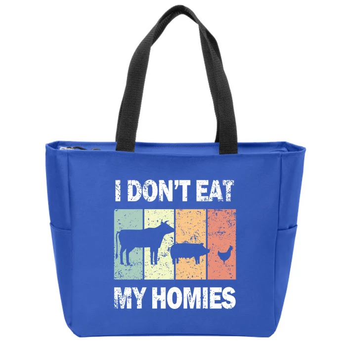 I Don't Eat My Homies Retro Vintage Funny Vegan Gift Zip Tote Bag