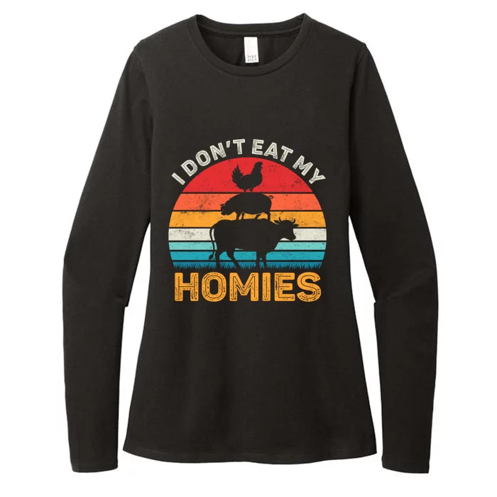 I Don't Eat My Homies Vegan Vegetarian Vintage Animals Lover Gift Womens CVC Long Sleeve Shirt