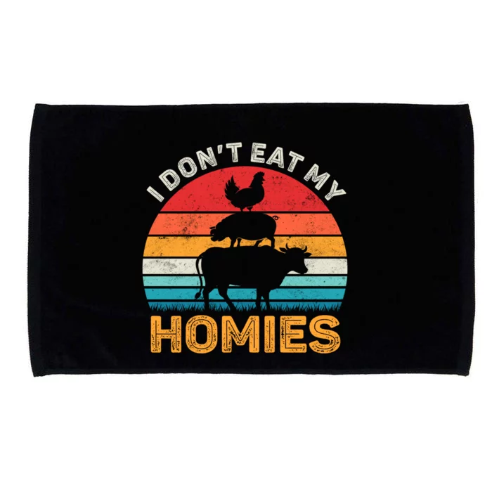 I Don't Eat My Homies Vegan Vegetarian Vintage Animals Lover Gift Microfiber Hand Towel