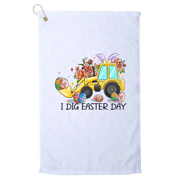 I Dig Easter Day Gift Easter Egg Floral Platinum Collection Golf Towel