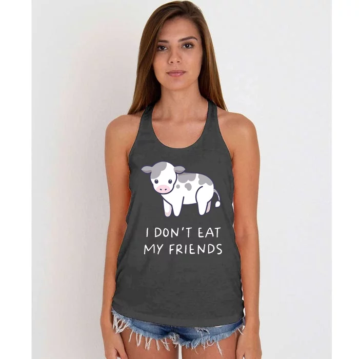 I Dont Eat My Friends Vegetarian Vegan Kawaii Anime Women's Knotted Racerback Tank