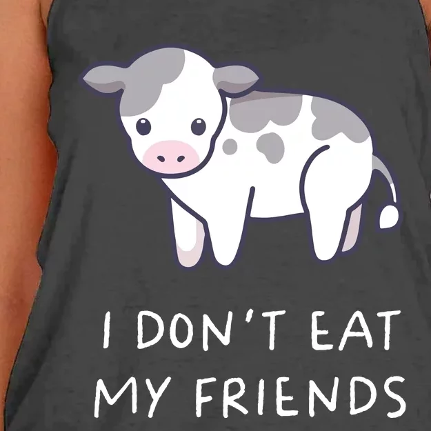 I Dont Eat My Friends Vegetarian Vegan Kawaii Anime Women's Knotted Racerback Tank