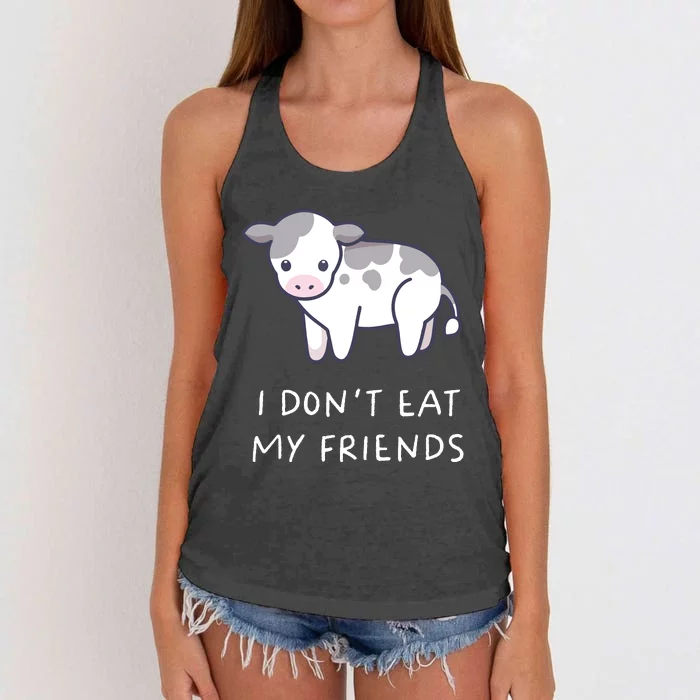 I Dont Eat My Friends Vegetarian Vegan Kawaii Anime Women's Knotted Racerback Tank