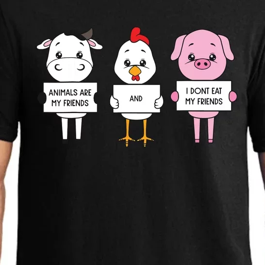 I Dont Eat My Friends Vegetarian World Vegan Day Graphic Pajama Set