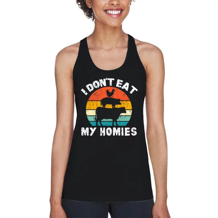 I Dont Eat My Homies Funny Vegetarian Vegan Women's Racerback Tank