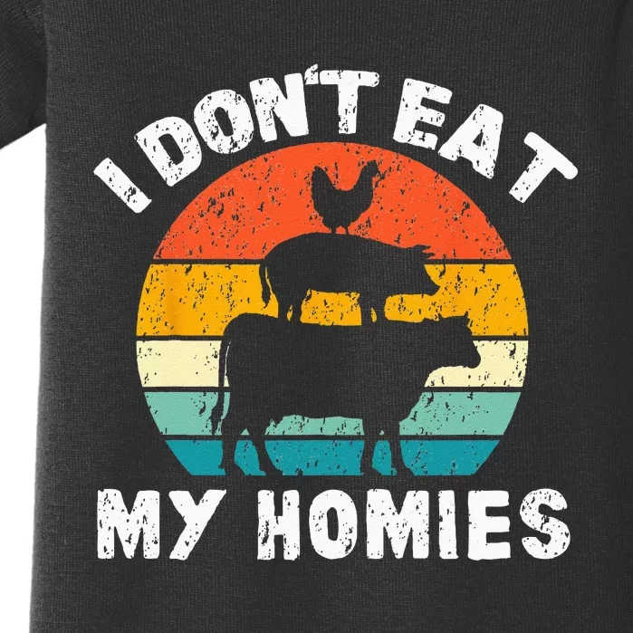 I Dont Eat My Homies Funny Vegetarian Vegan Baby Bodysuit