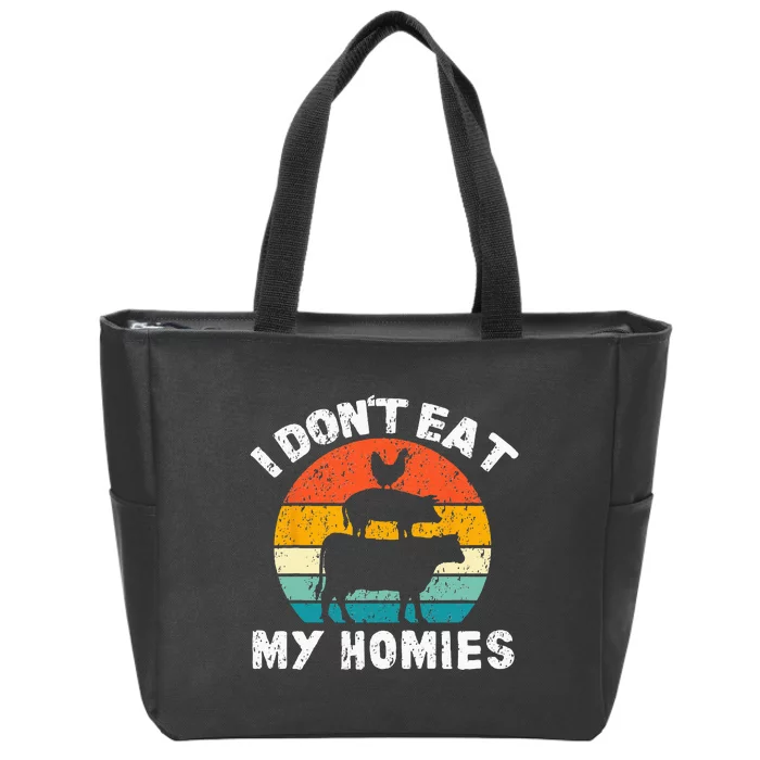 I Dont Eat My Homies Funny Vegetarian Vegan Zip Tote Bag