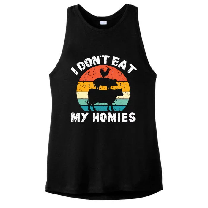 I Dont Eat My Homies Funny Vegetarian Vegan Ladies Tri-Blend Wicking Tank