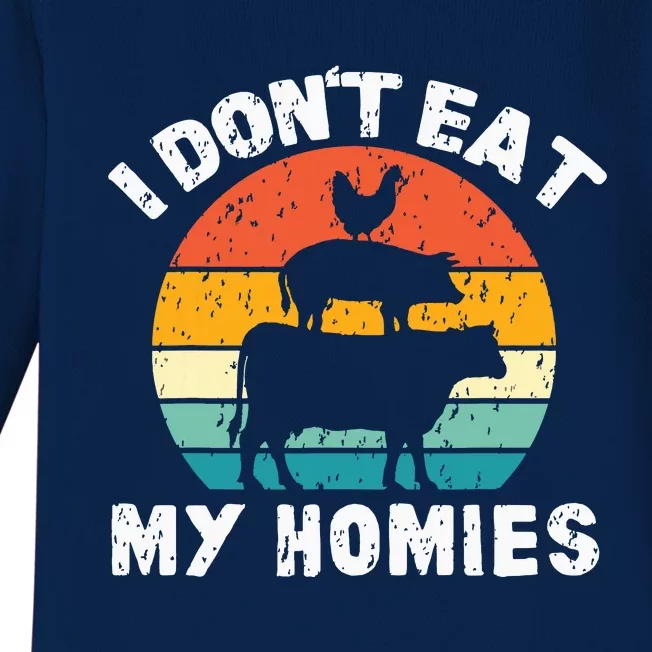 I Dont Eat My Homies Funny Vegetarian Vegan Baby Long Sleeve Bodysuit