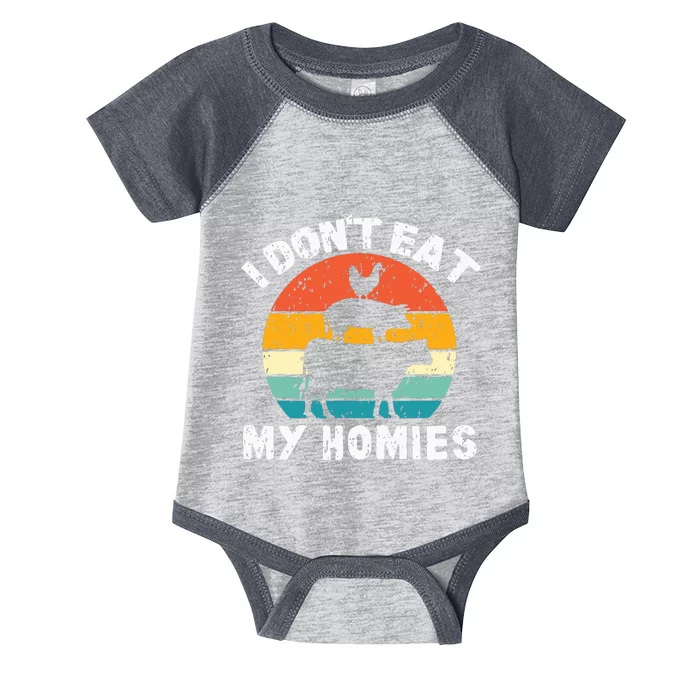 I Dont Eat My Homies Funny Vegetarian Vegan Infant Baby Jersey Bodysuit