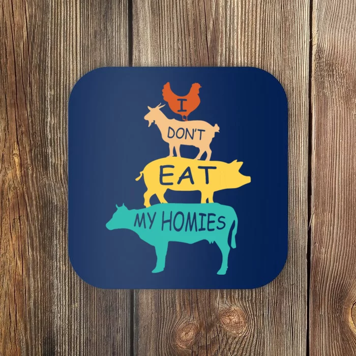 I Dont Eat My Homies Retro Vintage Vegetarian Vegan Coaster