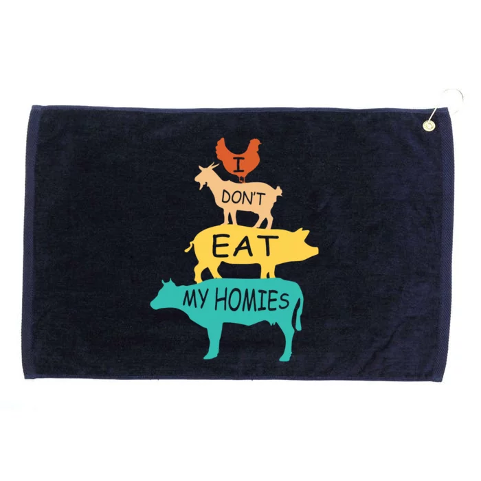 I Dont Eat My Homies Retro Vintage Vegetarian Vegan Grommeted Golf Towel