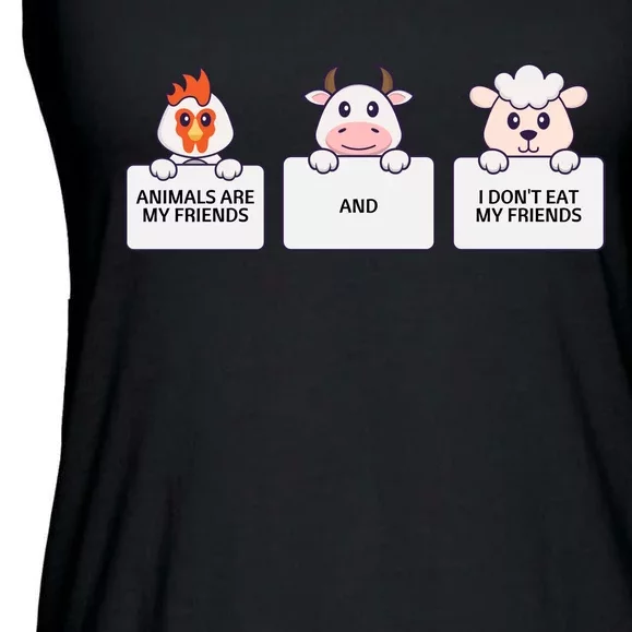 I Dont Eat My Friends Vegetarian World Vegan Day Graphic Ladies Essential Flowy Tank