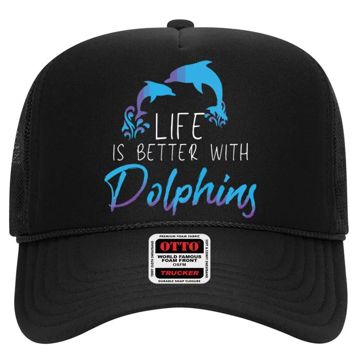 Inspiring Dolphin Enthusiasts Environmentalist Vintage Funny High Crown Mesh Trucker Hat