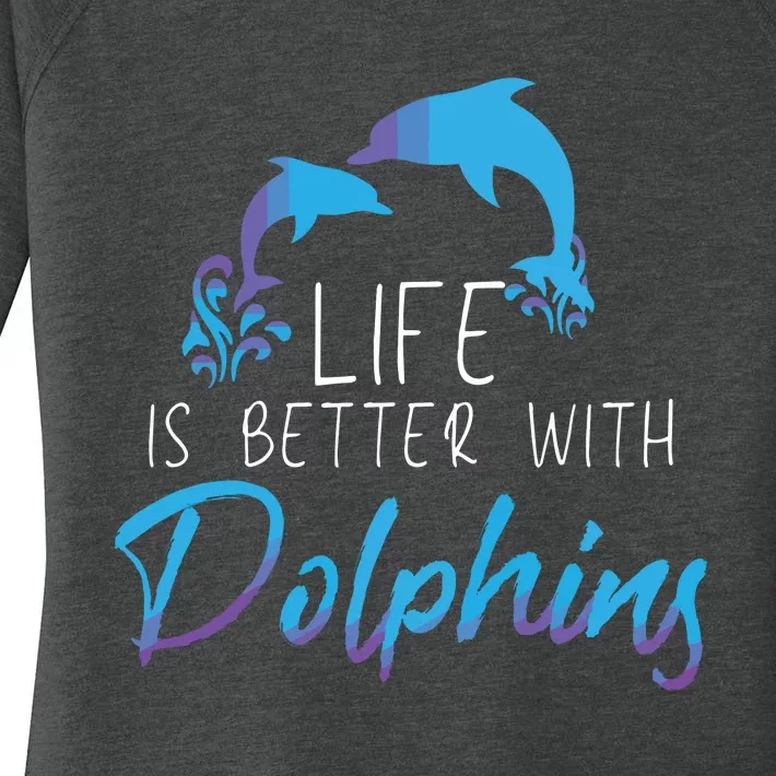 Inspiring Dolphin Enthusiasts Environmentalist Vintage Funny Women's Perfect Tri Tunic Long Sleeve Shirt