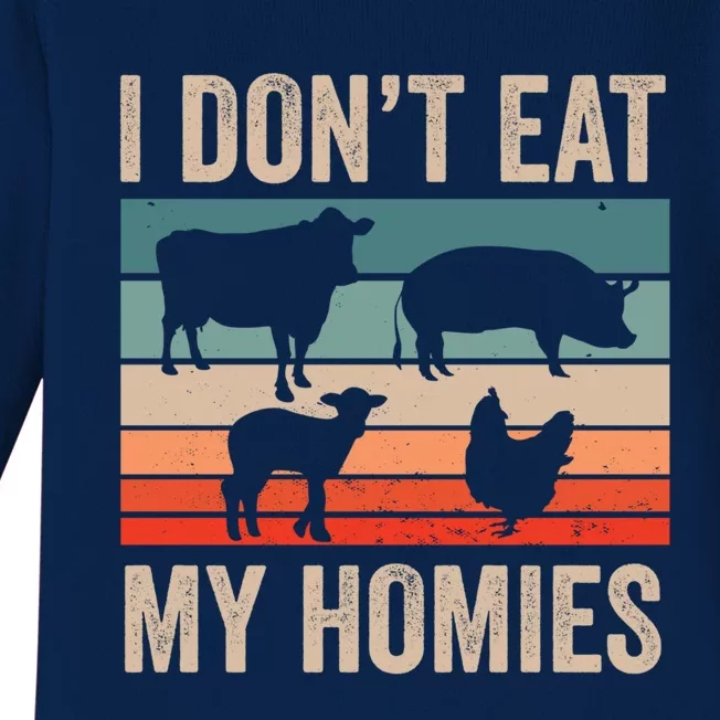 I Dont Eat My Homies Plant Based Diet Funny Vegetarian Gift Baby Long Sleeve Bodysuit