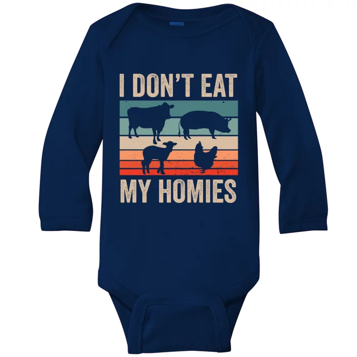 I Dont Eat My Homies Plant Based Diet Funny Vegetarian Gift Baby Long Sleeve Bodysuit